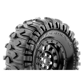 Louise RC - CR-ROWDY - Class 1 - 1-10 Crawler Tire Set - Mounted - Super Soft - Black 1.9 Wheels - Hex 12mm - L-T3347VB