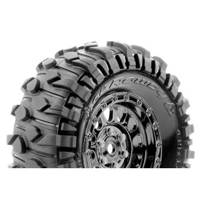 Louise RC - CR-ROWDY - Class 1 - 1-10 Crawler Tire Set - Mounted - Super Soft - Black Chrome 1.9 Wheels - Hex 12mm - L-T3347VBC