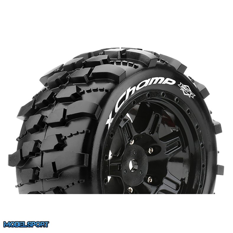 Louise RC - MFT - X-CHAMP - Tire Set for X-Maxx - Mounted - Sport - Black wheels - Hex 24mm - L-T3349B