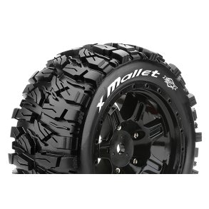 Louise RC - MFT - X-MALLET - Tire Set for X-Maxx - Mounted - Sport - Black wheels - Hex 24mm - L-T3350B