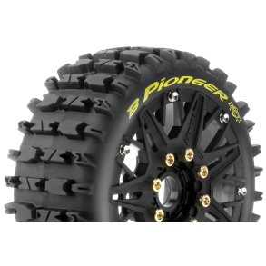 Louise RC - MFT - B-PIONEER - 1-8 Buggy Tire Set - Mounted - Soft - Black Spoke Wheels - Removable 0