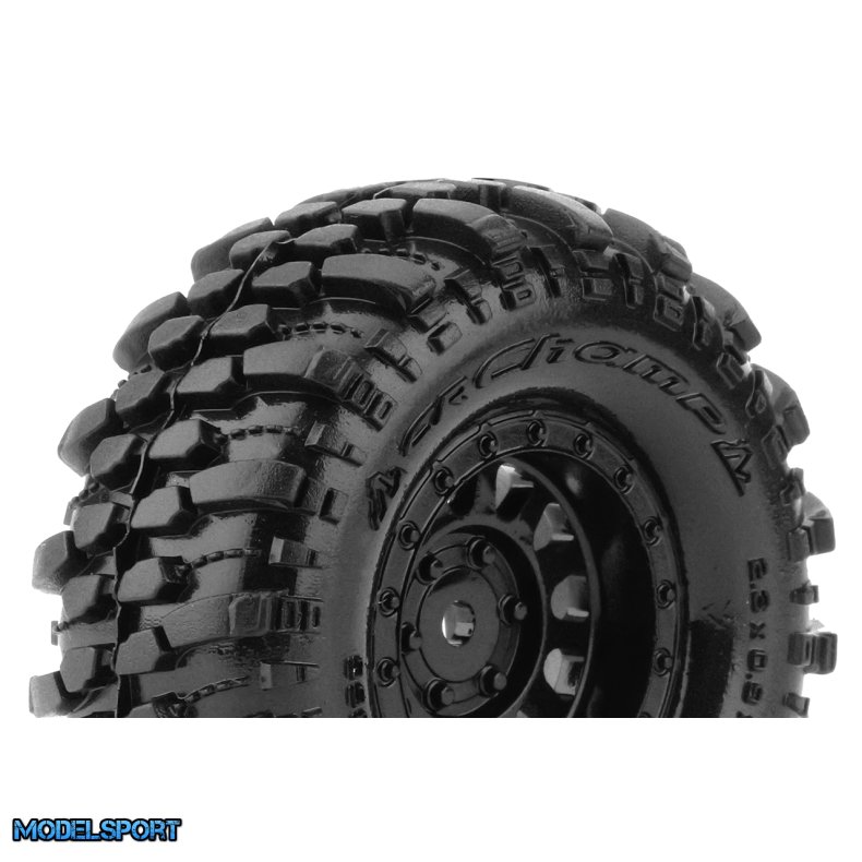 Louise RC - CR-CHAMP - 1-18/1-24 Crawler Tire Set - Mounted - Super Soft - Black 1.0 Wheels - Hex 7mm - L-T3366VB