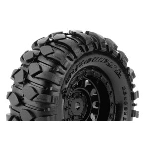 Louise RC - CR-ROWDY - 1-18/1-24 Crawler Tire Set - Mounted - Super Soft - Black 1.0 Wheels - Hex 7mm - L-T3368VB