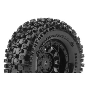 Louise RC - CR-UPHILL - 1-18/1-24 Crawler Tire Set - Mounted - Super Soft - Black 1.0 Wheels - Hex 7mm - L-T3369VB