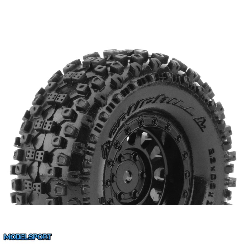 Louise RC - CR-UPHILL - 1-18/1-24 Crawler Tire Set - Mounted - Super Soft - Black 1.0 Wheels - Hex 7mm - L-T3369VB
