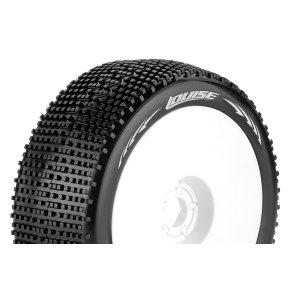 Louise RC - B-GROOVE - 1-8 Buggy Tire Set - Mounted - Soft - White Wheels - Hex 17mm - L-T370SW