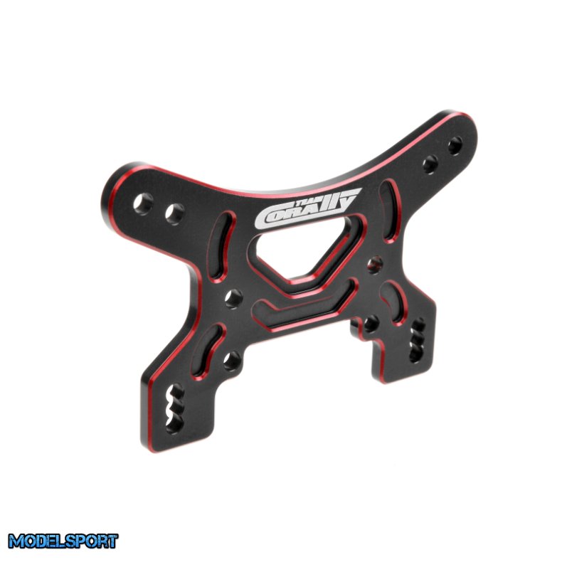 Team Corally - Shock Tower - Front - 3mm - Alu 7075 - Hard Anodized Black/Red - 1 Pc