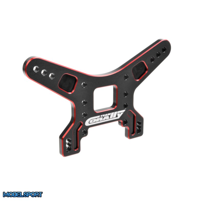 Team Corally - Shock Tower - Rear - 4mm - Alu 7075 - Hard Anodized Black/Red - 1 Pc