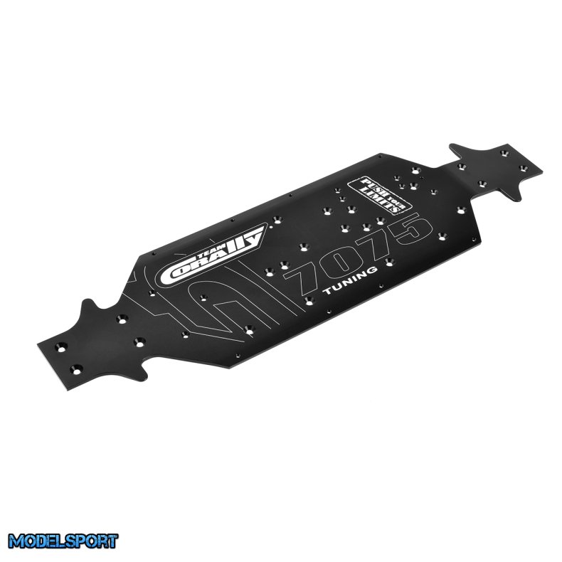Team Corally - Chassis - SWB - Xtreme - Swiss Made 7075 T6 - 3mm - Hard Anodised - Black - Made In Italy