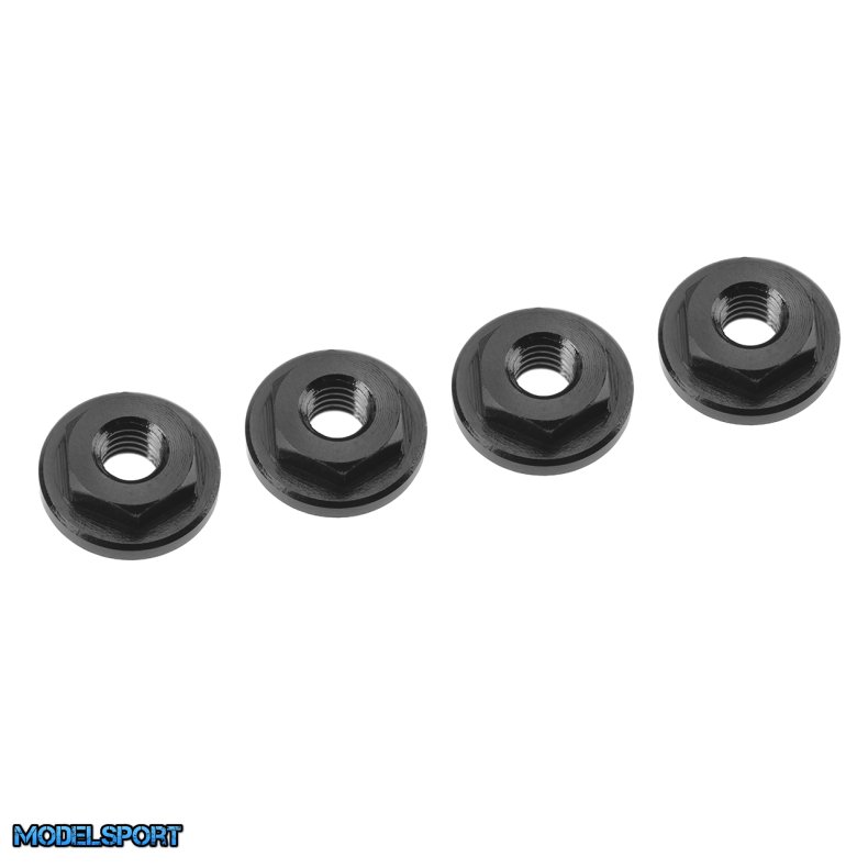 Team Corally - Side Guard Nuts - Aluminum - Black - 4 Pcs