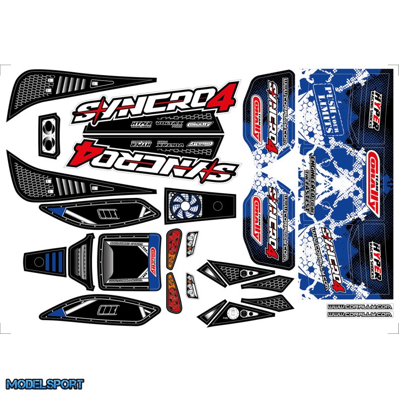 Team Corally - Body Decal Sheet - Syncro 4 - Pre-Cut - Blue Color - 1 Pc
