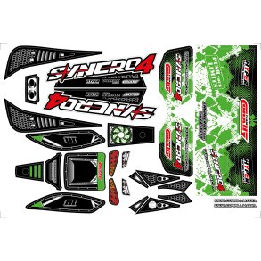 Team Corally - Body Decal Sheet - Syncro 4 - Pre-Cut - Green Color - 1 Pc