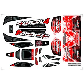 Team Corally - Body Decal Sheet - Syncro 4 - Pre-Cut - Red Color - 1 Pc