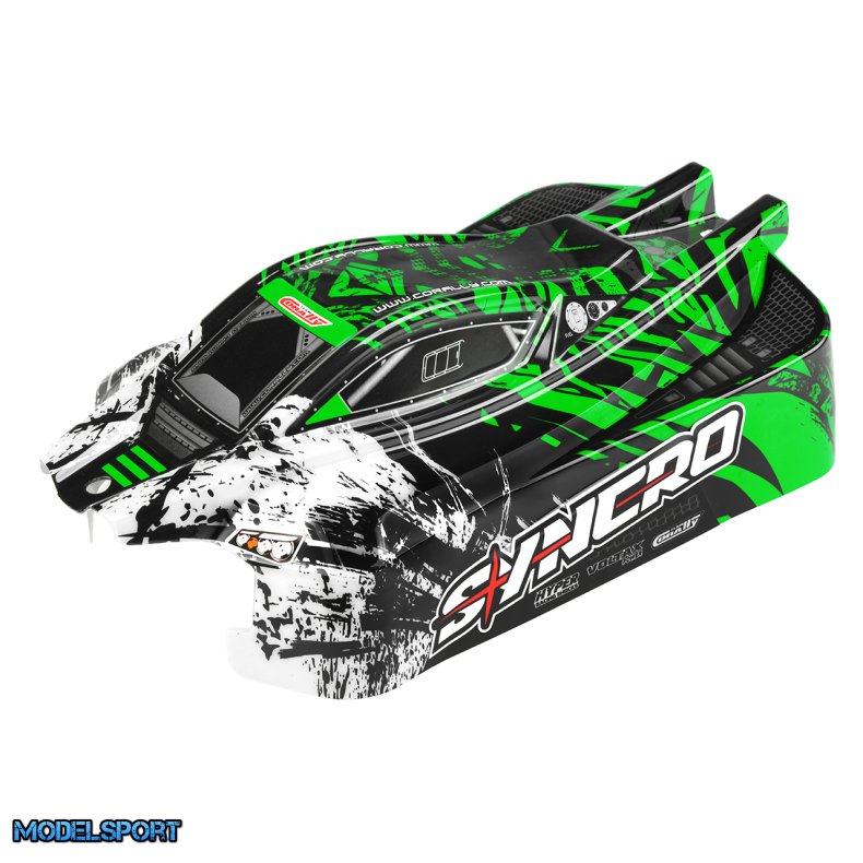 Team Corally - Polycarbonate Body - Syncro - Painted - Cut - Decals - Green Color - 1 Pc