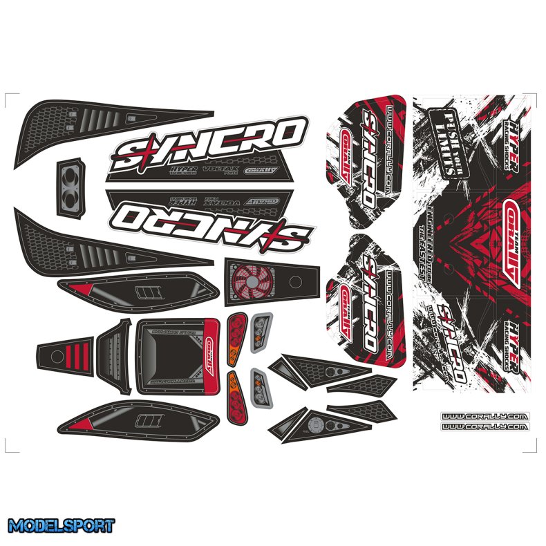 Team Corally - Body Decal Sheet - Syncro - Pre-Cut - Red Color - 1 Pc