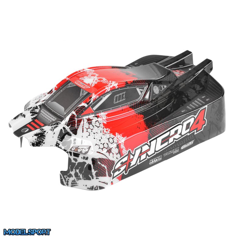Team Corally - Polycarbonate Body - Syncro 4 - Painted - Cut - Decals - Red Color - 1 Pc