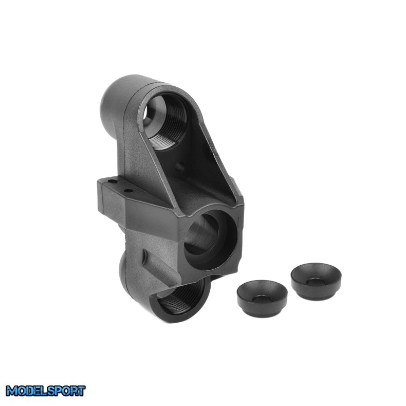 Team Corally - Steering Block (1pc) - Wide - Pivot Ball Cup (2pcs) - Front - Composite Extra fiber - 1 pc