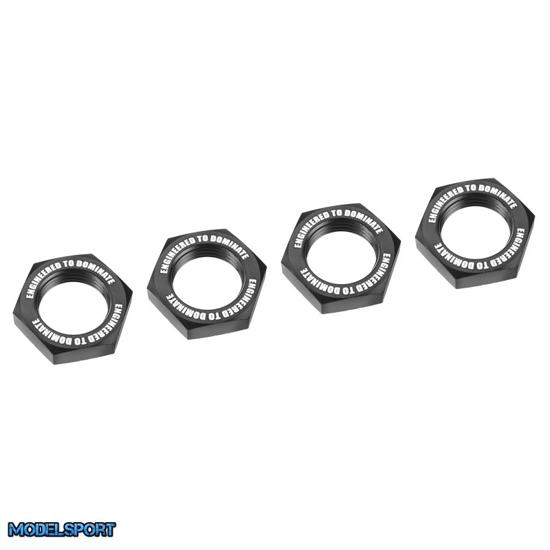 Team Corally - Wheel Nut - Serrated - Aluminum - Black - 4 Pcs