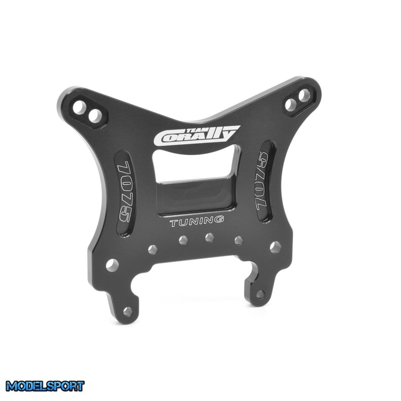 Team Corally - Shock Tower - XL6S - Front - Aluminum 7075 - 5mm - Hard Anodised - Black - Made In Italy