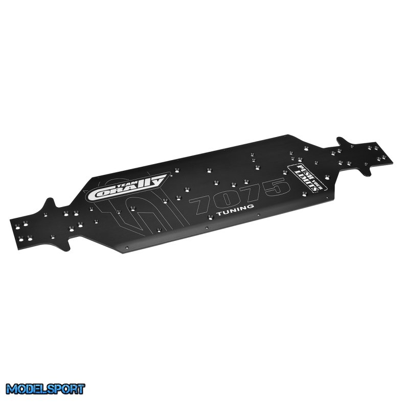 Team Corally - Chassis - XL6S - Front - Aluminum 7075 - 3mm - Hard Anodised - Black - Made In Italy