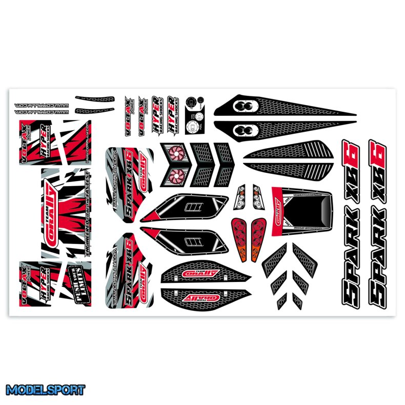 Team Corally - Body Decal Sheet - Spark XB6 - Pre-Cut - Red Color - 1 Pc