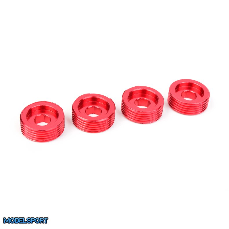 Team Corally - Pivot Ball Adjusting Nut - Aluminum - Red - 4 Pcs