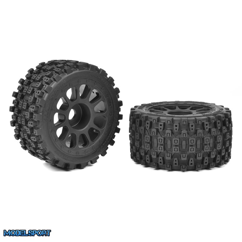 Team Corally - 1-8 Buggy Tires - Scorpion XTB - Rear Wide - Glued on Black Rims - Off-Set 2WD - 1 Pair