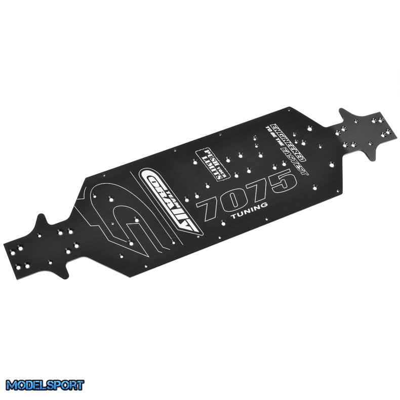 Team Corally - Chassis - MT G2 - Aluminum 7075 - 3mm - Hard Anodised - Black - Made In Italy