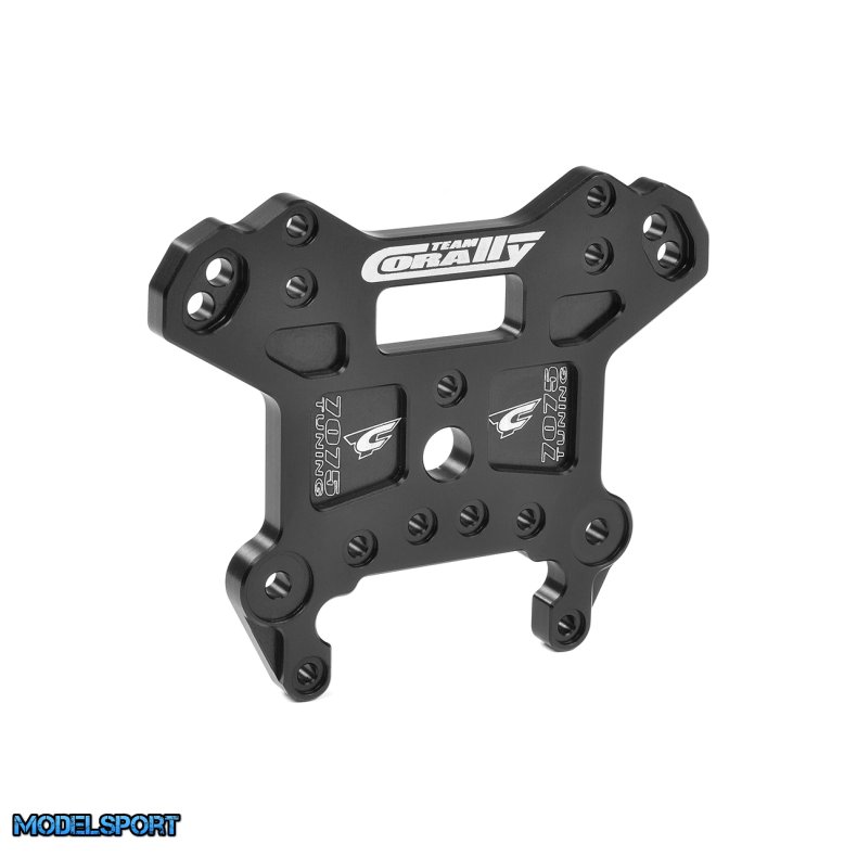 Team Corally - Shock Tower - MT G2 - Front - Aluminum 7075 - 6mm - Hard Anodised - Black - Made In Italy - 1 Pc