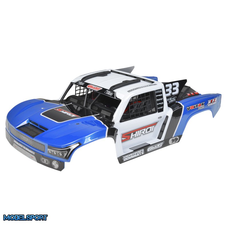 Team Corally - Polycarbonate Body Shiroi + Driver Interior + Roll Cage + Body Accessories - Decals - Blue - Cut - 1 Pc