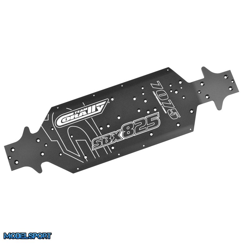 Team Corally - Chassis - SWB - SBX-825 - Xtreme - Swiss Made 7075 T6 - 3mm - Hard Anodised - Black - Made In Italy
