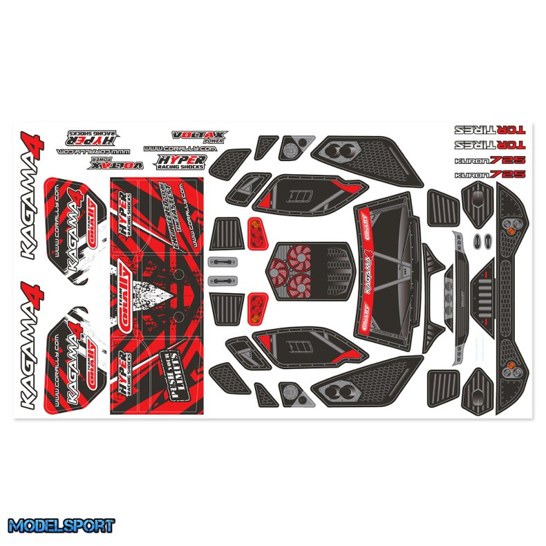 Team Corally - Body Decal Sheet - Kagama 4 - Pre-Cut - Color Red - 1 Pc