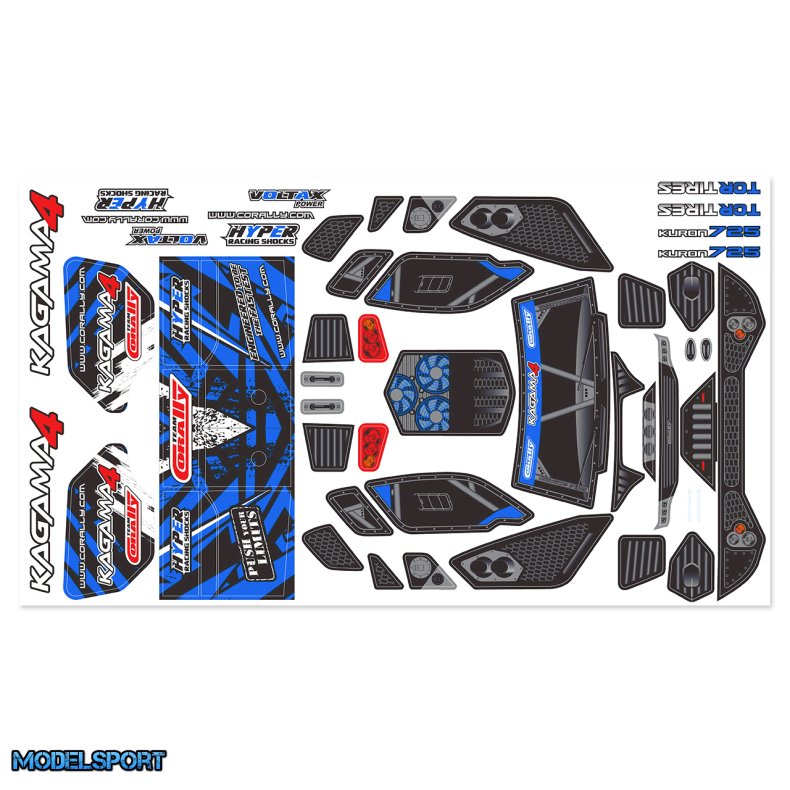 Team Corally - Body Decal Sheet - Kagama 4 - Pre-Cut - Color Blue - 1 Pc