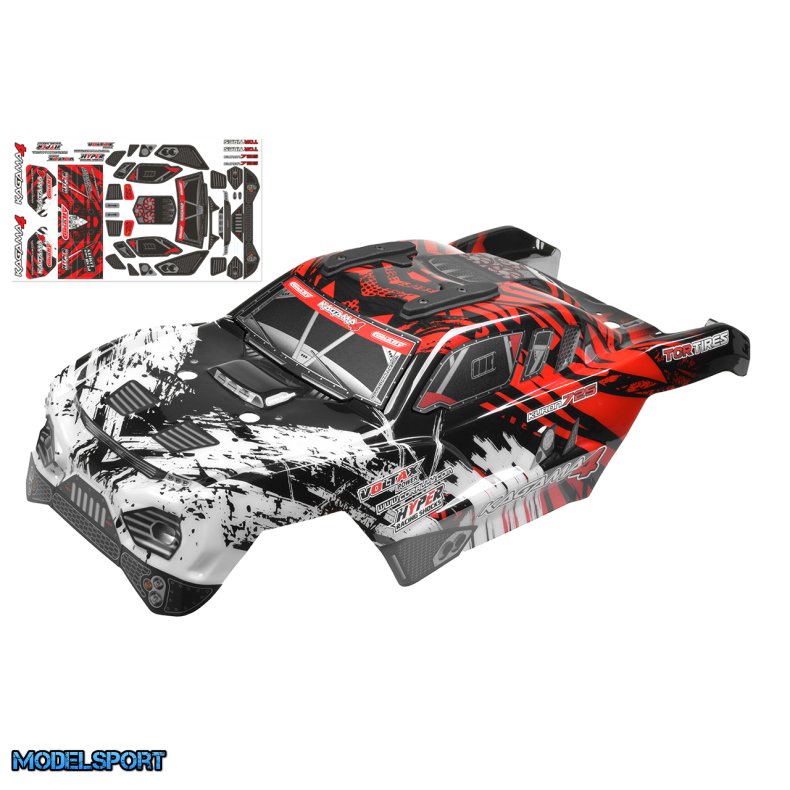 Team Corally - Polycarbonate Body - Kagama 4 - Painted - Cut - Decals - Red Color - 1 Pc