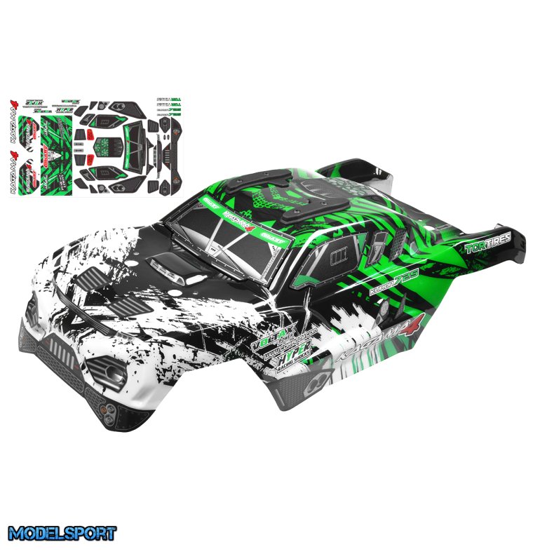 Team Corally - Polycarbonate Body - Kagama 4 - Painted - Cut - Decals - Green Color - 1 Pc