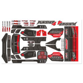 Team Corally - Body Decal Sheet - Punisher 4 - Pre-Cut - Color Red - 1 Pc