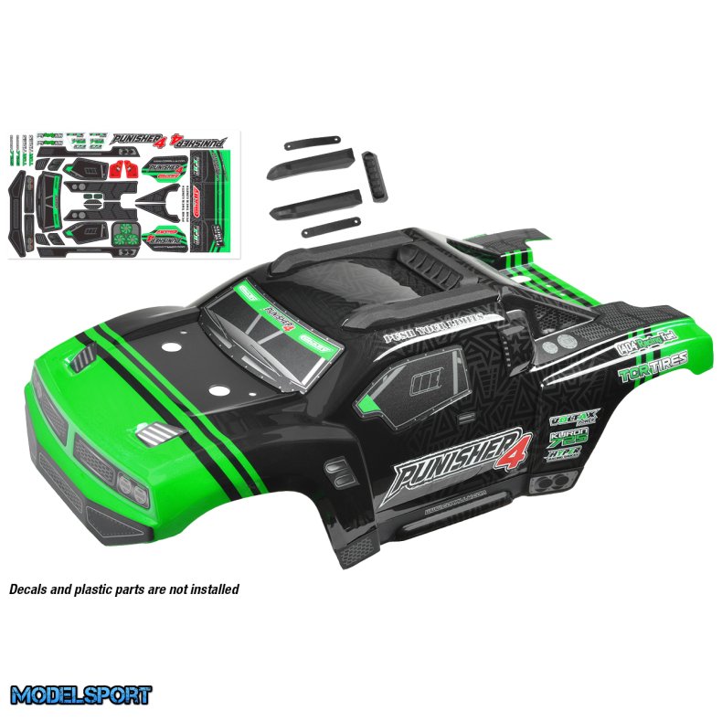 Team Corally - Polycarbonate Body - Punisher 4 - Painted - Cut - Decals - Color Blue - 1 Pc