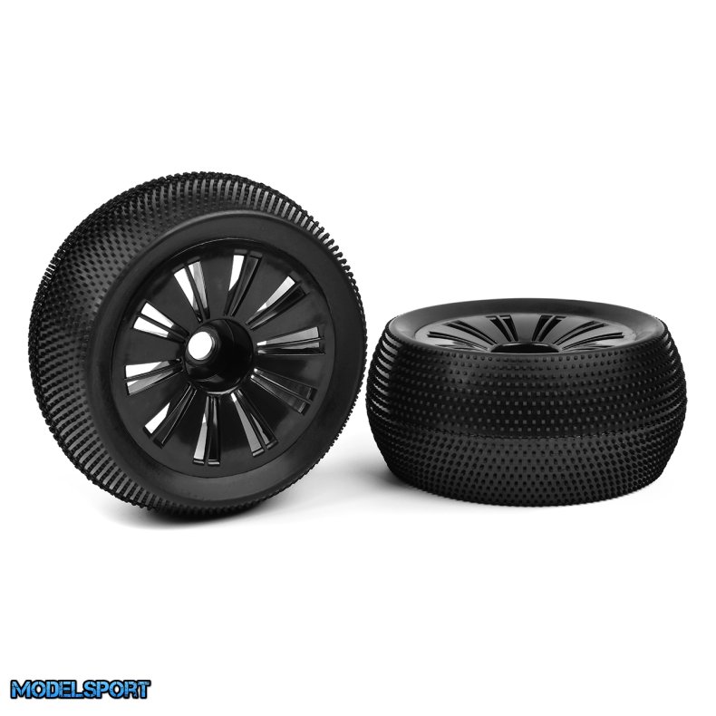 Team Corally - 1-8 TR Tires - Glued on Black Rims - 1 pair