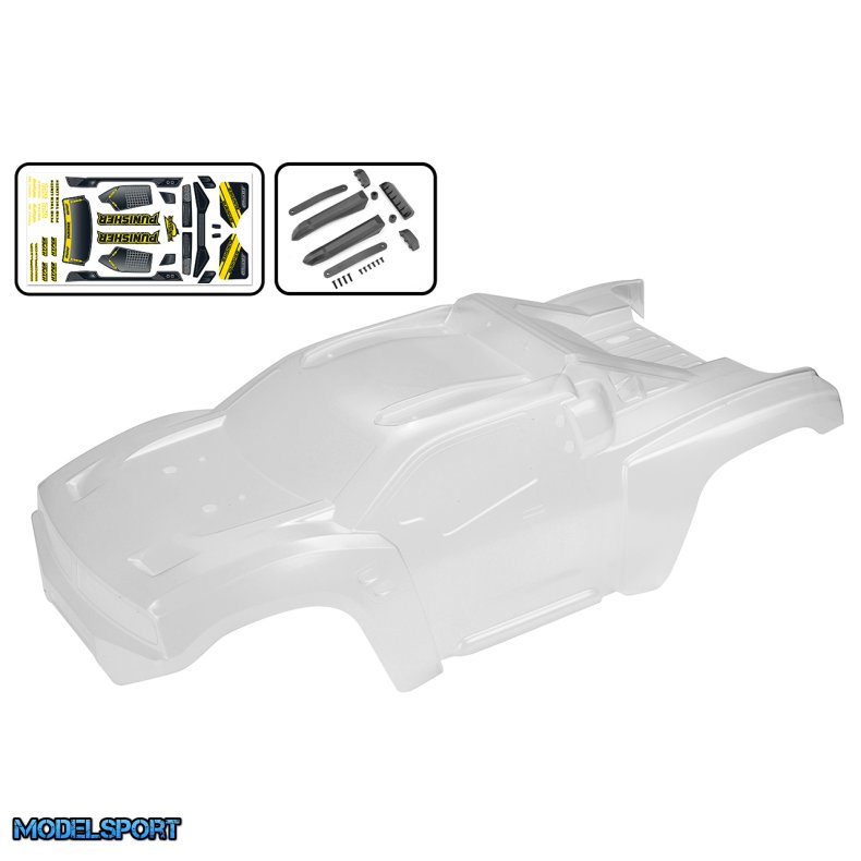 Team Corally - Polycarbonate Body - Punisher XP - Clear - Cut - Decals - Accessories - 1 Pc