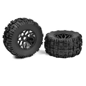 Team Corally - 1-8 MT Tires - Mud Claws - Glued on BBS Rims - Black - 1 Pair