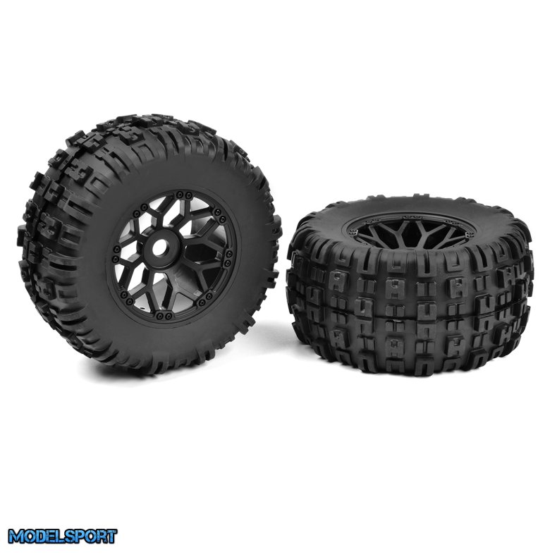 Team Corally - 1-8 MT Tires - Mud Claws - Glued on BBS Rims - Black - 1 Pair